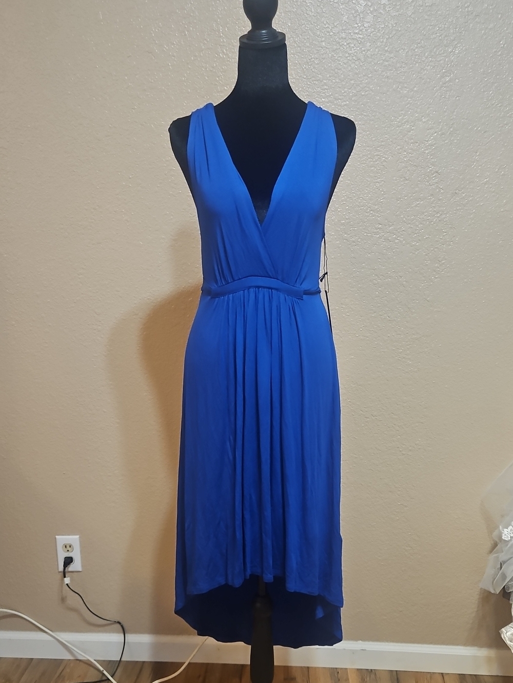 Royal Blue Sleeveless V-Neck High-Low Dress